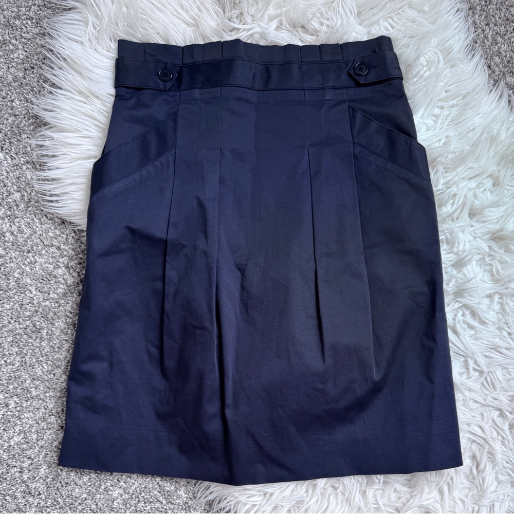 BCBG Navy Paper Bag Waist Pencil Skirt